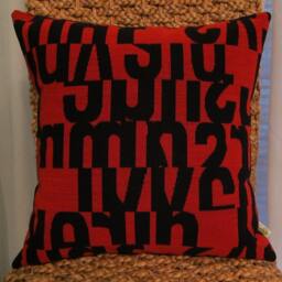 Mid Century Modern Pillow Cover Scarlet Red Letters, Gunnar Anderson Fabric - thumbnail 2