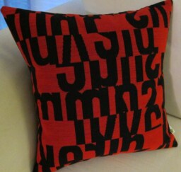 Mid Century Modern Pillow Cover Scarlet Red Letters, Gunnar Anderson Fabric - thumbnail 1