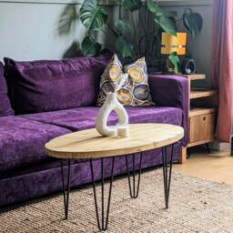 Oval Reclaimed Coffee Table With Hairpin Legs, Choice Of Sizes+Colours - thumbnail 1