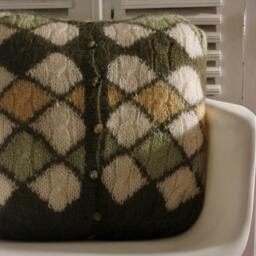 Upcycled Mohair Cushion Cover Handmade Green Diamond Pillow - thumbnail 4