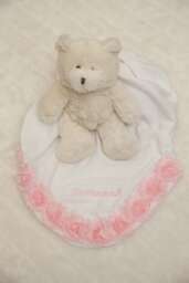 Baby Girl Blanket Personalized White Receiving Gift - thumbnail 1