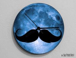 Moustache - Silhouette On Moon Wall Clock Clock Unique Decor Gift Idea Rgb Led 5V Backlit Option - thumbnail 1