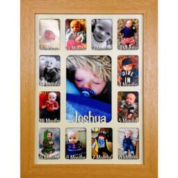 Newborn Baby 1st Year Personalised Photo Frame 1-12 Months - Natural Finish & Walnut Insert - thumbnail 3