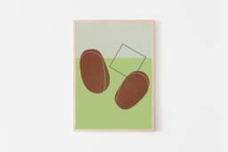 Matcha Red Bean Boba Art, Modern Food Giclee Print, Fine Art Paper Home & Kitchen Decor For The Food Lover - thumbnail 1