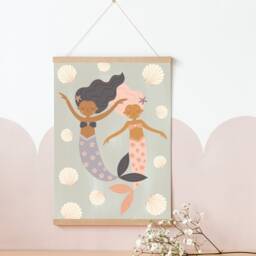 Girls Mermaid & Shell Print. Wall Art For Girls Room, Nursery Or Playroom - Print Only - thumbnail 2