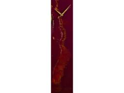 Handmade Glass Wall Clock, Modern Maroon & Gold Decor, 24 Inch