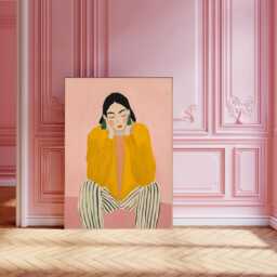 Abstract People Art - Mid Century Art, Modern Wall Minimalist Print, Living Room Female Figure - thumbnail 1