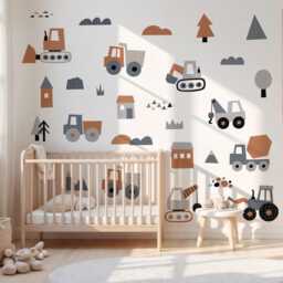 Construction Vehicle Wall Decals - Cartoon Trucks, Diggers, Nursery Decor - thumbnail 2
