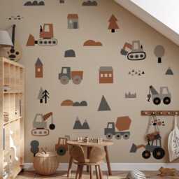Construction Vehicle Wall Decals - Cartoon Trucks, Diggers, Nursery Decor - thumbnail 3
