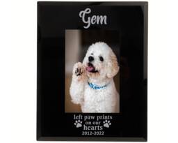 "Dog Memorial Gift, Personalised Left Paw Prints On Our Hearts Photo Frame, Pet Or Cat Frame 6x4"" Or 7x5" - thumbnail 1