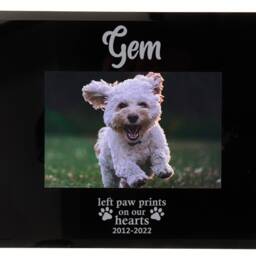 "Dog Memorial Gift, Personalised Left Paw Prints On Our Hearts Photo Frame, Pet Or Cat Frame 6x4"" Or 7x5" - thumbnail 2