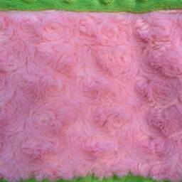 Handmade Modern Baby Minky Blanket Pink & Green Polka Dot - thumbnail 3