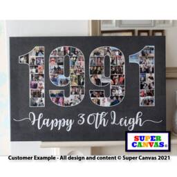 Happy 30Th Birthday Year 1995 Son Daughter Husband Wife Best Friend Party Photo Picture Collage Board Framed Canvas Print Gift - thumbnail 3
