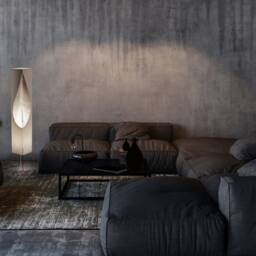 Leaf Floor Lamp 122cm - 4'0, Wood Stand - Minimalist Living Room Made From Resin Paper Material - Housewarming Gift Idea For Friends - thumbnail 2