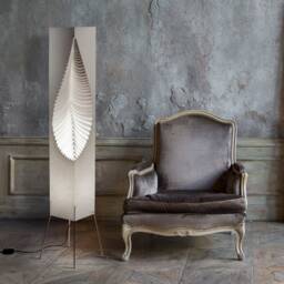 Leaf Floor Lamp 122cm - 4'0, Wood Stand - Minimalist Living Room Made From Resin Paper Material - Housewarming Gift Idea For Friends