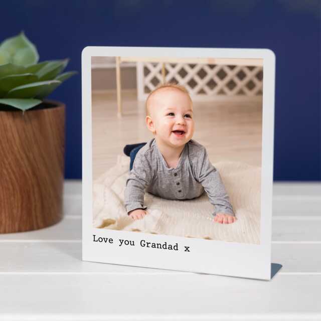Personalised Photo Stand - Custom Metal Standing Frame Birthday Gift For Him Husband Daddy Sentimental Keepsake Grandad - image 1