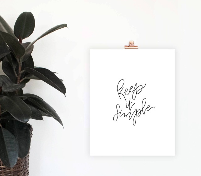 Keep It Simple Poster, Printable Wall Art, Inspirational Quote, Home Decor, Lettered Print, Office Digital Download, Minimalist Art - image 1