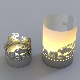Liechtenstein Skyline Shadow Play Stainless Steel Candle Souvenir - thumbnail 3