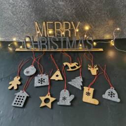 Rustic Elegance Handcrafted Wooden & Felt Christmas Decorations, Charming, Hanging Ornaments, Trees, Branch Accents - thumbnail 3