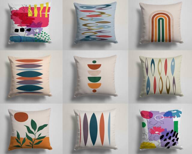 Abstract Cushion Cover-Modern Pillow Case-Decorative Living Room Cover- Housewarming Case-Gift For Her-Handmade Material - image 1