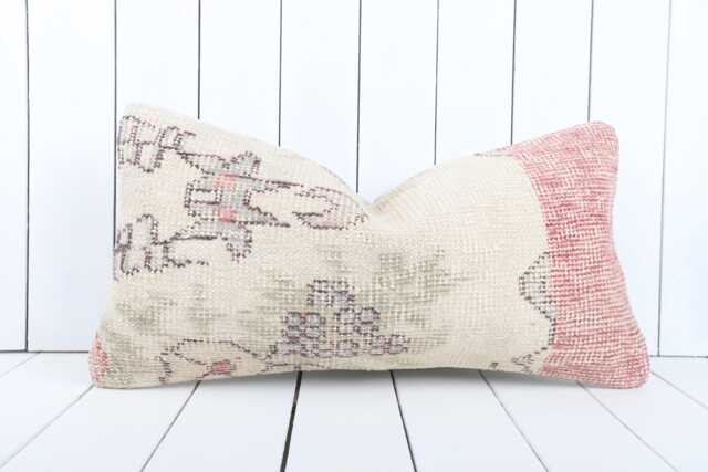 Vintage Turkish Kilim Lumbar Pillow Cover 12x24 Inch, Handmade - image 1