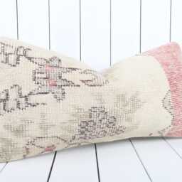 Vintage Turkish Kilim Lumbar Pillow Cover 12x24 Inch, Handmade - thumbnail 3