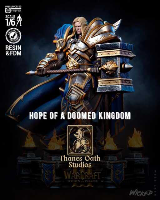 Hope Of A Doomed Kingdom - Paladin Knight Holy Warrior Medieval Fantasy Arthas Resin Figure 16K - image 1