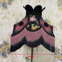 Gothic Floral Velvet Lampshade Victorian Style Fringe Lampshade - thumbnail 4