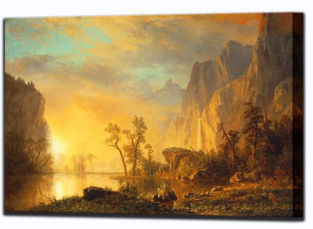 Sunset in The Rockies By Albert Bierstadt, Rocky Mountains, Canvas Art Wall Decor Print, Ready To Hang - image 1