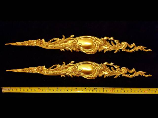 Large Pair Gilt Gold Or White French Style Decorative Wall Furniture Moulding Pediment Plastic Decoration - image 1