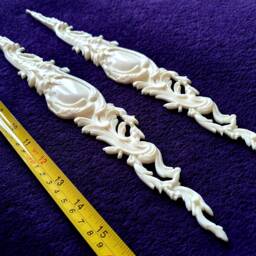 Large Pair Gilt Gold Or White French Style Decorative Wall Furniture Moulding Pediment Plastic Decoration - thumbnail 2