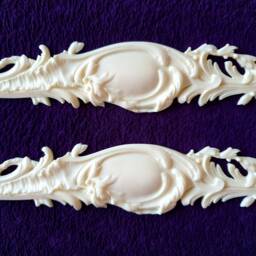 Large Pair Gilt Gold Or White French Style Decorative Wall Furniture Moulding Pediment Plastic Decoration - thumbnail 3