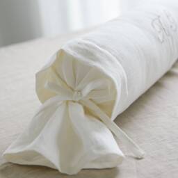 Embroidered Linen Bolster Pillow Cover/Pure Linen Candy Pillow Round Cushion Cover With Initials Embroidery Wedding Gift - thumbnail 3