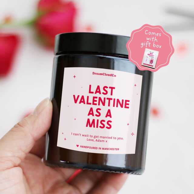Valentines Gift For Fianc?? Wife Girlfriend - Last Valentine As A Miss Candle Her Engagement Friend Bride - image 1