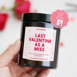 Valentines Gift For Fianc?? Wife Girlfriend - Last Valentine As A Miss Candle Her Engagement Friend Bride - thumbnail 1