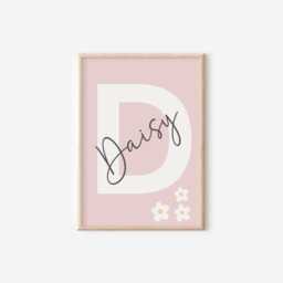 Personalised Daisy Nursery Prints, Floral Wall Art, Set Of 2 - thumbnail 2