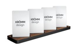 Aluminum & Macassar Ebony Wood Business Card Holder, Modern Office Desk Display