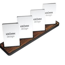 Aluminum & Macassar Ebony Wood Business Card Holder, Modern Office Desk Display - thumbnail 2