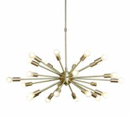 Handmade Brass Sputnik Chandelier, Mid Century Modern Light - 32 Inch