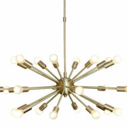 Handmade Brass Sputnik Chandelier, Mid Century Modern Light - 32 Inch - thumbnail 2