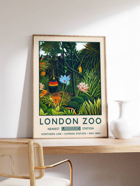 Henri Rousseau Print, London Zoo Poster, Vintage Wall Art, Floral A1/A2/A3/A4 - image 1