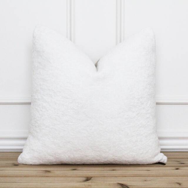 White Textured Pillow Cover - Boucle Neutral Accent Covers Modern Sofa 20x20 18x18 16x26 -- Evie - image 1