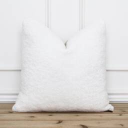 White Textured Pillow Cover - Boucle Neutral Accent Covers Modern Sofa 20x20 18x18 16x26 -- Evie - thumbnail 1