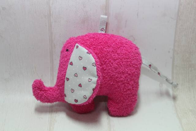 Cuddly Animal Elephant Pink/Grey Quietscherl