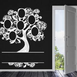 Wall Vinyl Decal Family Tree Oval Shaped Picture Frames Custom Name Modern Home Decor - #2102Dn - thumbnail 2