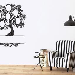 Wall Vinyl Decal Family Tree Oval Shaped Picture Frames Custom Name Modern Home Decor - #2102Dn - thumbnail 3