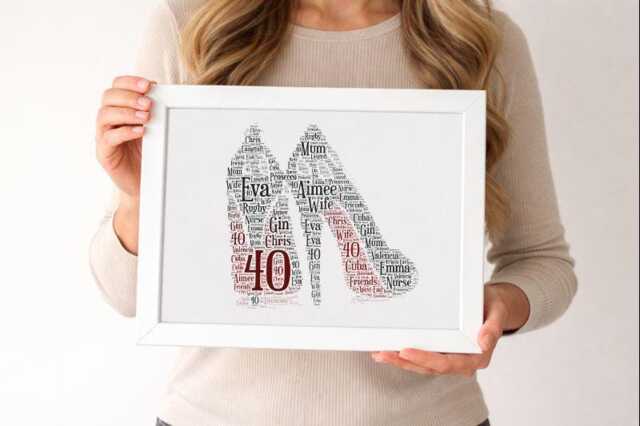 Personalized Word Art Gift, Custom Name Silhouette Print, High Heels, Shoes - image 1