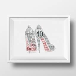 Personalized Word Art Gift, Custom Name Silhouette Print, High Heels, Shoes - thumbnail 2