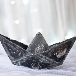 Patinated Metal Origami Boat Welded Sculpture Iron Anniversary, Men Gift By The Steel Style Things - thumbnail 3