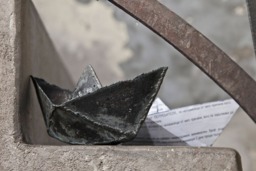 Patinated Metal Origami Boat Welded Sculpture Iron Anniversary, Men Gift By The Steel Style Things
